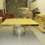 Custom Polished Stainless Steel Drum Base Table & Edge