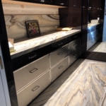 Custom Brushed Stainless Steel Bar Drawers Fronts w/ Polished SS Frame