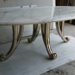 Custom Bronze Casted Dining Room Table Legs & Marble Top