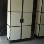 Custom Antique Bronze & Parchment Cabinets