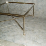 Custom Coffee Table w/ Polished Nickel Frame & Casted Feet