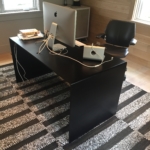 Custom Blackened Stainless Steel Waterfall Desk w/ Center Grommet Hole