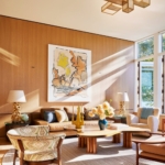 Custom clover shaped coffee table. RBL Metals - Made the antique brass metal edge with nail heads. All hand made