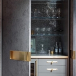 Custom satin brass bar integrated hardware All hand made.