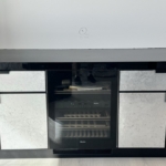 Custom blackened stainless-steel hardware for a dining room buffet Cabinet By RBL