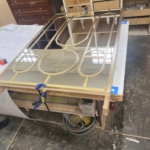 Custom lite antique brass bathroom mirror. All hand made. By Rbl Metals