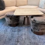 Custom coffee table. Resin top. Metallic lacquer base. And. Rbl Metals bronze tubular arm and plates. All hand made. By Rbl Metals. Here in Ny & Pa